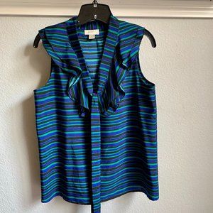 LOFT multi-colored ruffle neck blouse